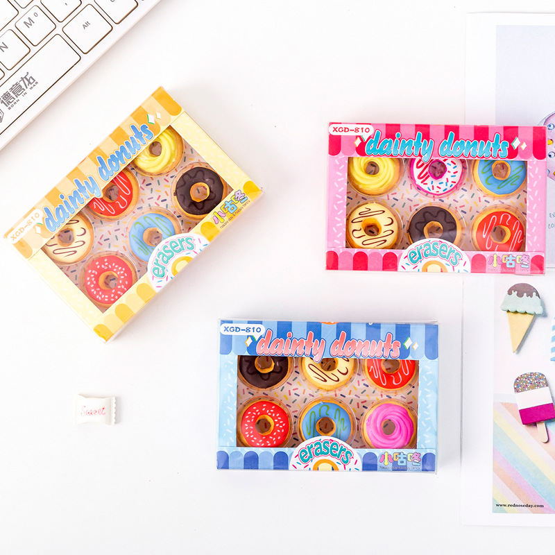 Candy-Colored Donut Eraser Set Student Stationery ..